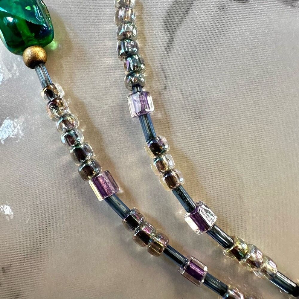 Blue green beaded necklace - Picture 10 of 10